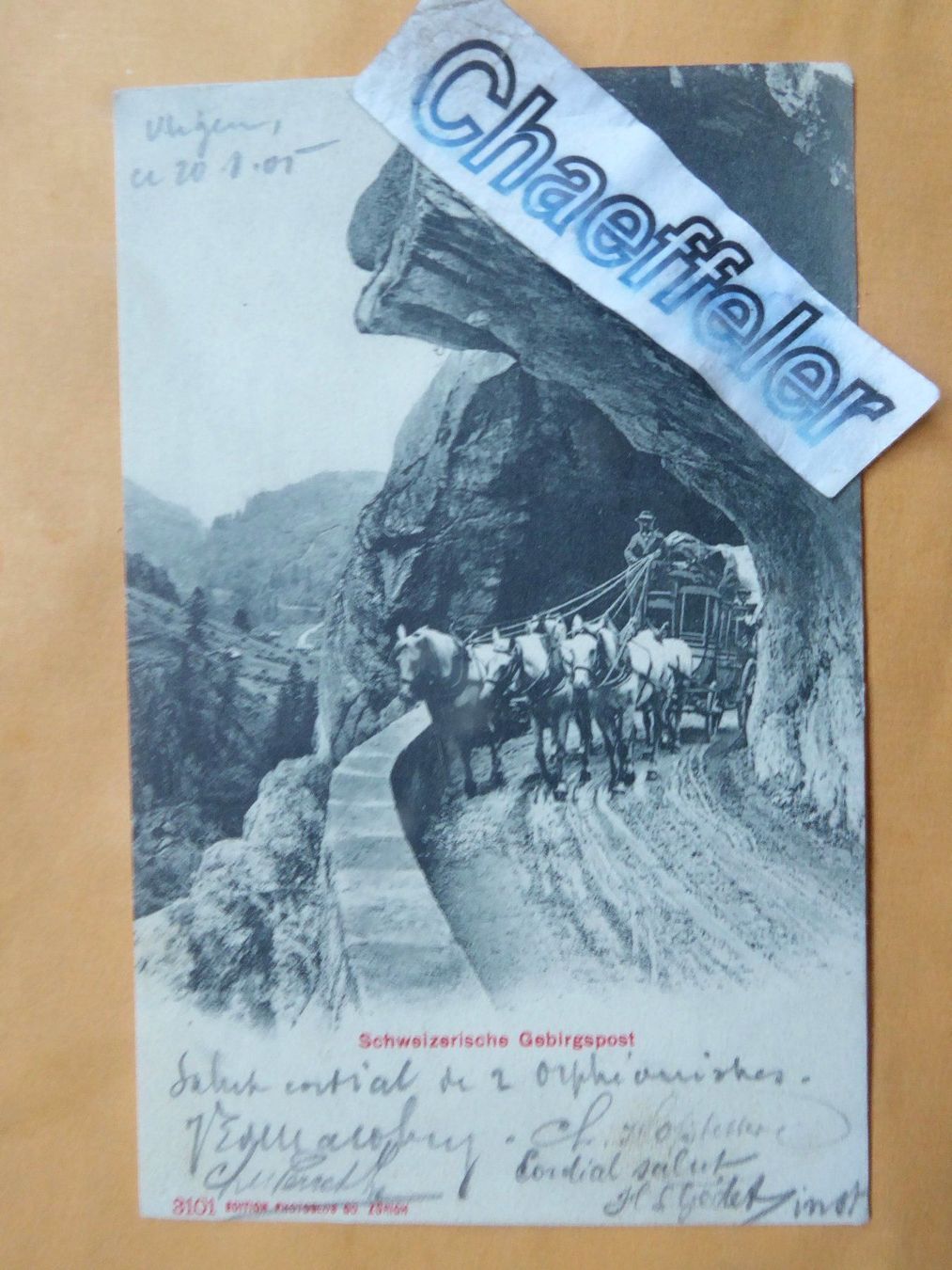 Cartoline postali: 1905 Schweizerische Gebirgspost – Usato da Zürich venduto da Chaeffeler