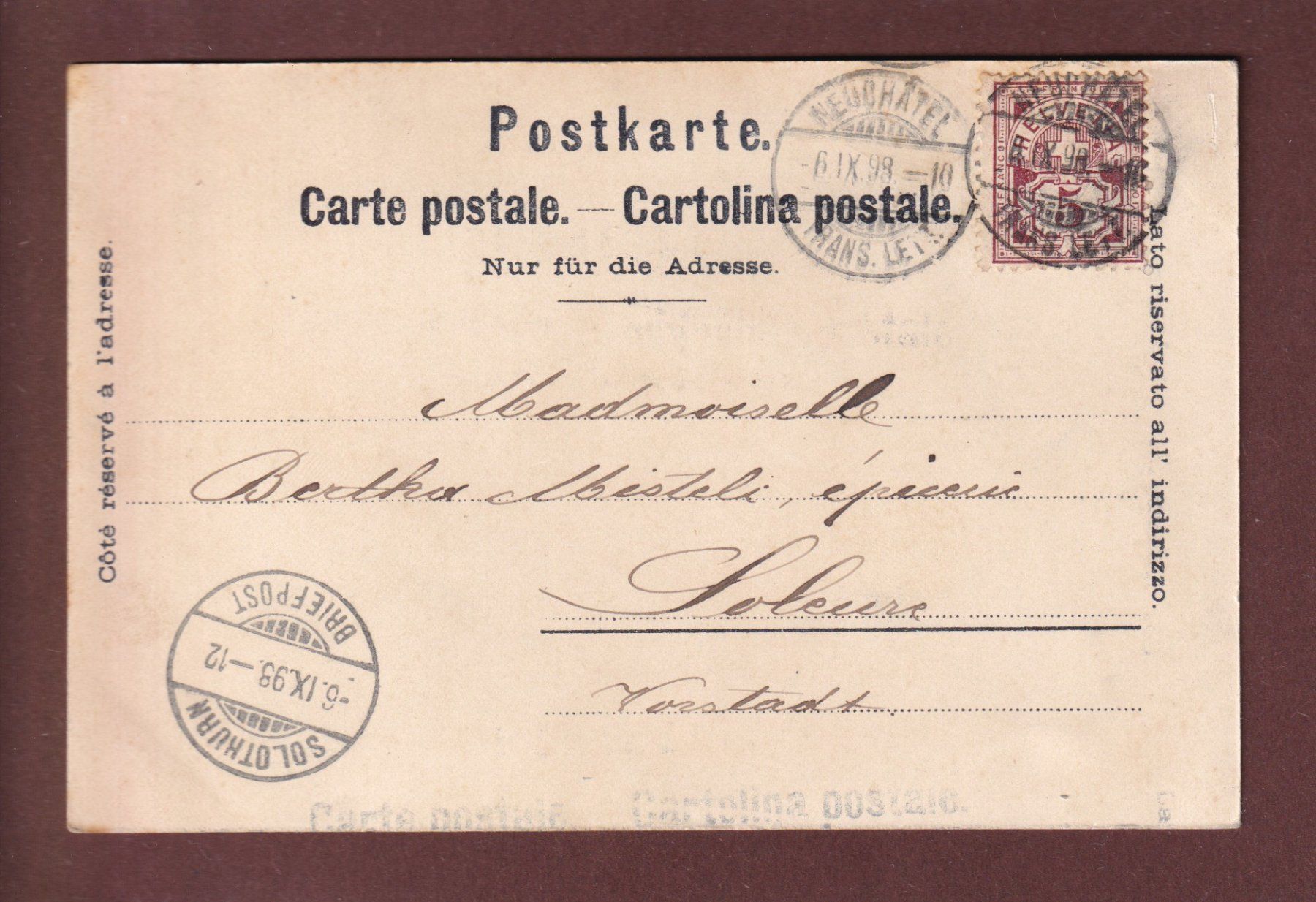 Cartoline postali: NEUCHÂTEL - Multivues - 1898 – Usato da Pully venduto da nicecards 1
