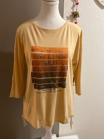 3/4 Arm Shirt maisgelb mit Aufdruck von BROADWAY Grösse XS