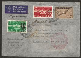 Flugpost Schweiz 1937 ZH Frankfurt Rio de Janeiro Luftpost