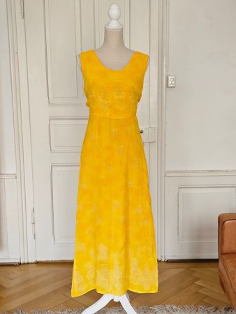 Sommerliches Vintage Maxikleid in Gelb, Gr. M-L