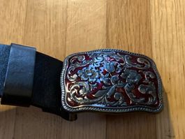 Gürtel Leder Schwarz -THEMATA - 65cm (Gurt mit Schnalle)
