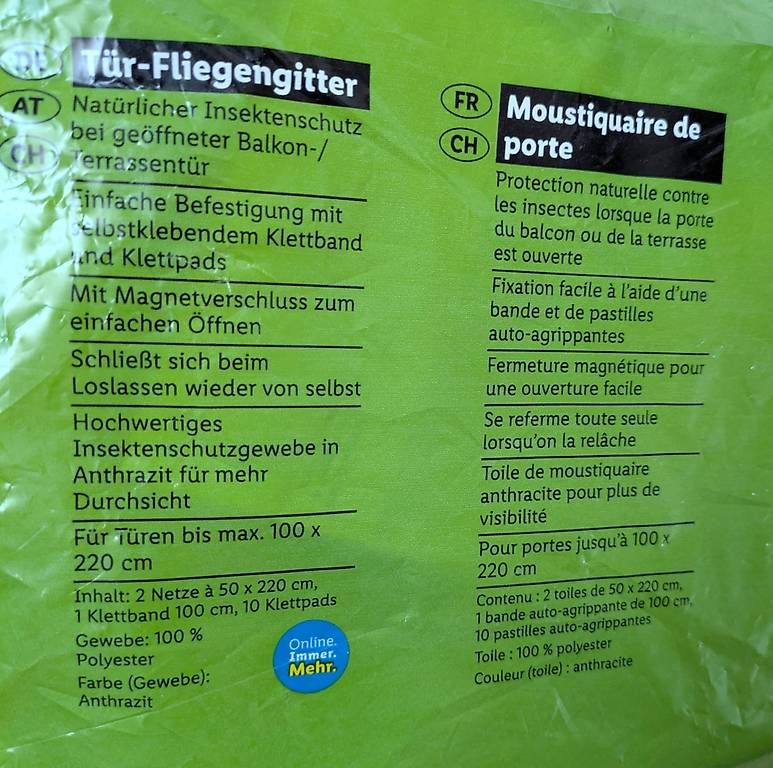 Altro per la casa: Tür- Fliegengitter/ Mückennetz 1x2.2m – Nuovo e nell'imballaggio originale da Bösingen venduto da Geybi 2