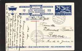 FDC Bundesfeierkarte 1929,Nr. 49 l ,Flug  Basel - Zürich