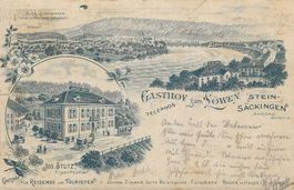 Stein Säckingen AG 2 Bild Litho Gasthof Löwen Jos.Stutz 1897