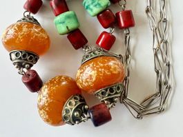 Sommer Ferien Ethno Statement Collier – Tibet Stil · 63 cm