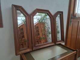 🌟 Superbe Miroir Triptyque Vintage en Bois Massif