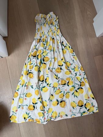 Knöchel - Langes Kleid mit Zitronenmuster