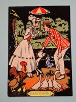 ​Alte Mary Poppins Postkarte Samt/Flock | Disney Vintage1965