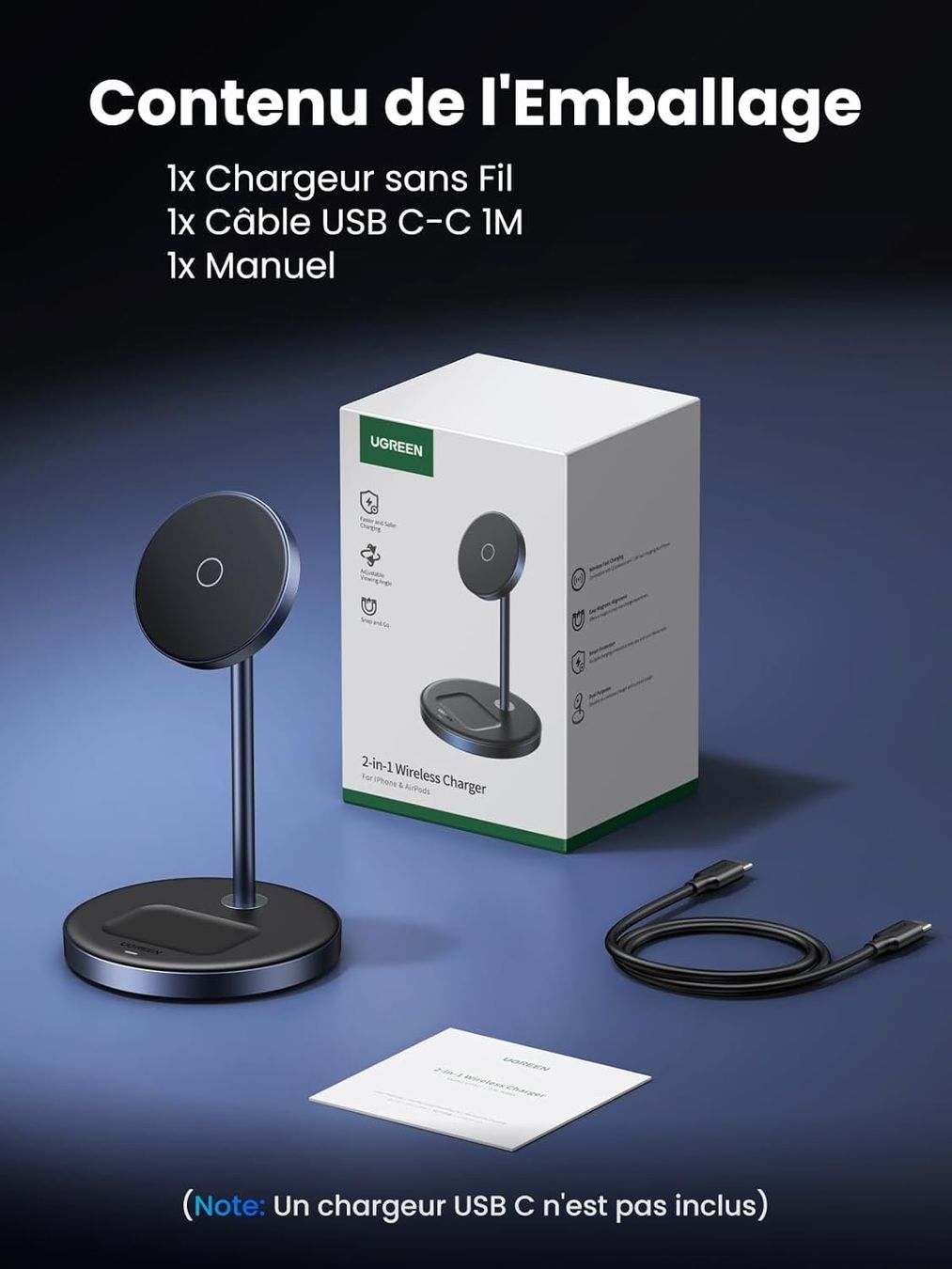 Ugreen Caricabatterie: UGREEN MagFlow Chargeur Induction iPhone Qi iphone 16/15/14 – Nuovo e nell'imballaggio originale da Morges venduto da DigiAC 7