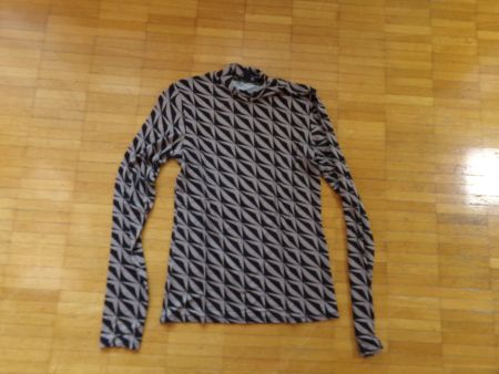 Damen Sweatshirt beige schwarz kariert mit Kragen  Gr. M