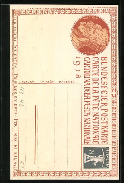 Cartoline postali: Schweizer Bundesfeier 1918, Schweizer An – Usato da Berlin venduto da bartko-reher 1
