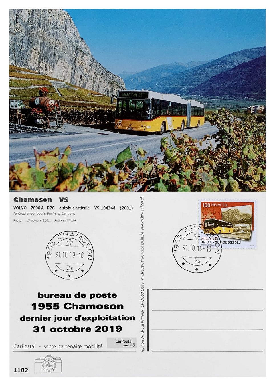 Cartes postales: Chamoson Conthey Letzttag Post Postauto Volvo 7000A D7C – Neuf (Voir description) à Bern par AWiBe