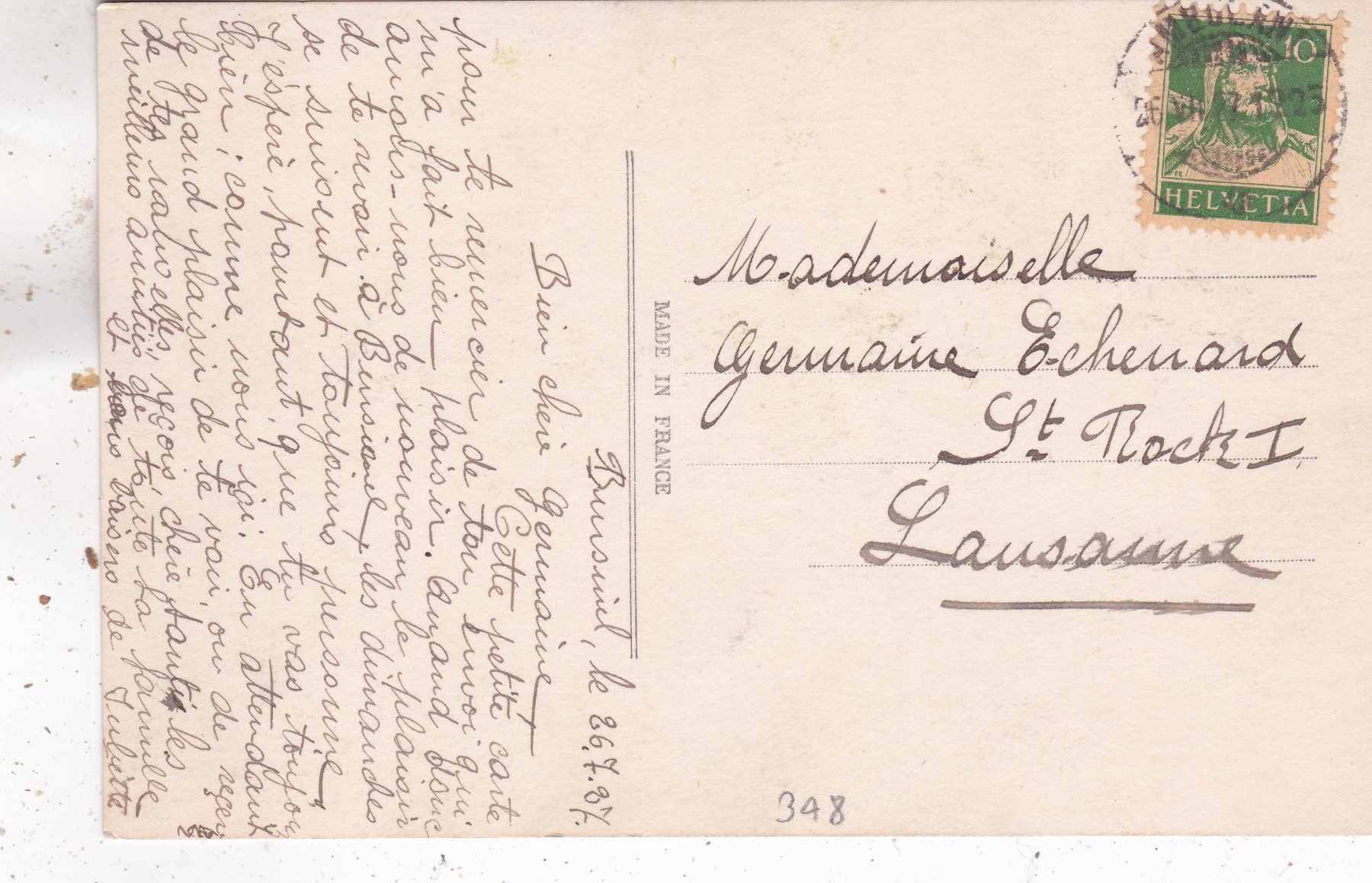 Cartoline postali: Kitsch Blumen 1927 – Usato da Herisau venduto da Lisegrat2008 1