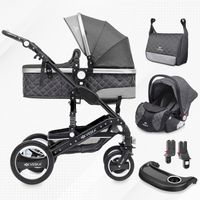 Kombi-Kinderwagen Schwarz - anthrazit