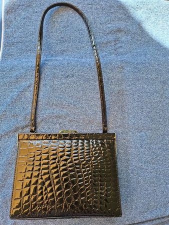 Betty Barclay Schwarz, lackierte Vintage Kroko Tasche