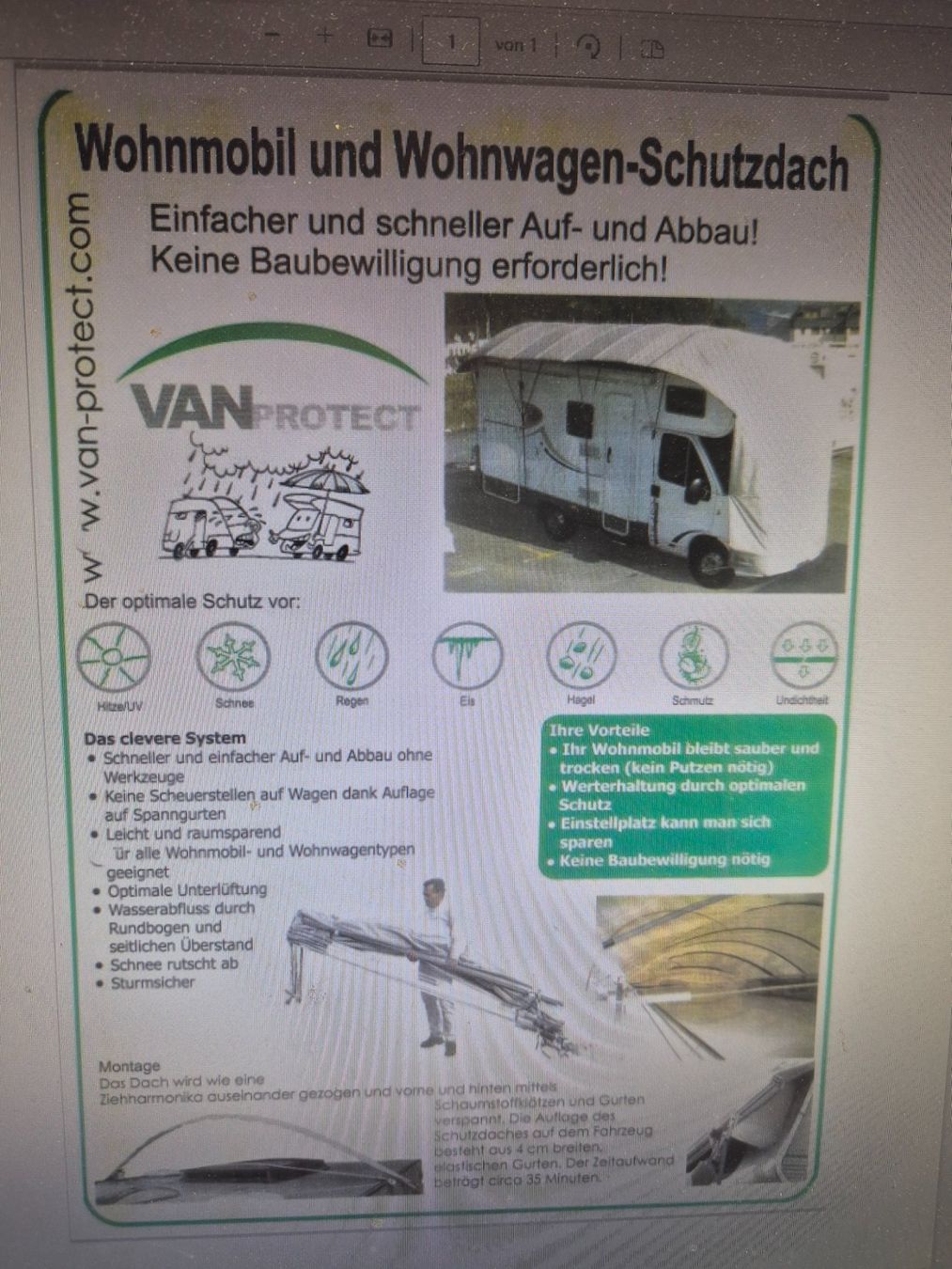 Veicoli da campeggio: Wohnmobil Schutzdach – Nuovo e nell'imballaggio originale da Oeschgen venduto da hei_8b7z