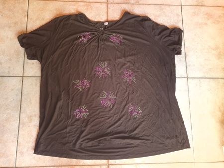 T-Shirt (schwarz-violette) in Übergrösse Gr. 58