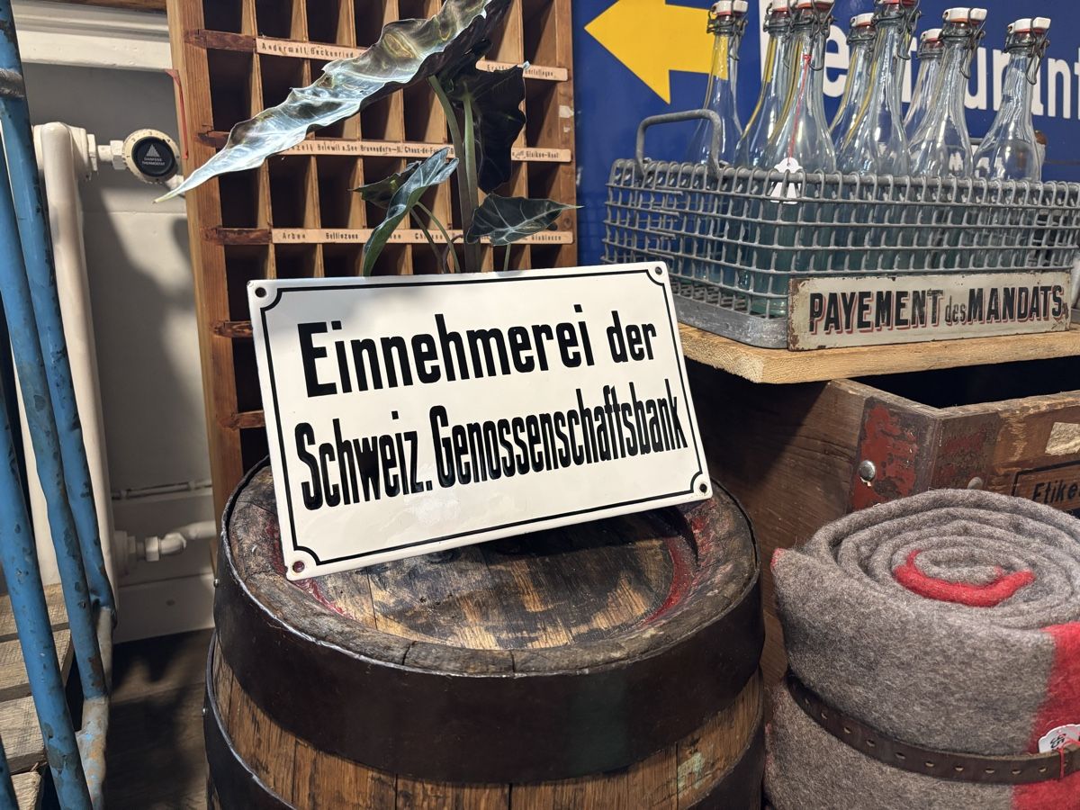 Schilder: Emailschild, Einnehmerei der schweiz. Genossenschaftsbank – Gebraucht aus Staufen von timelessvintage 4