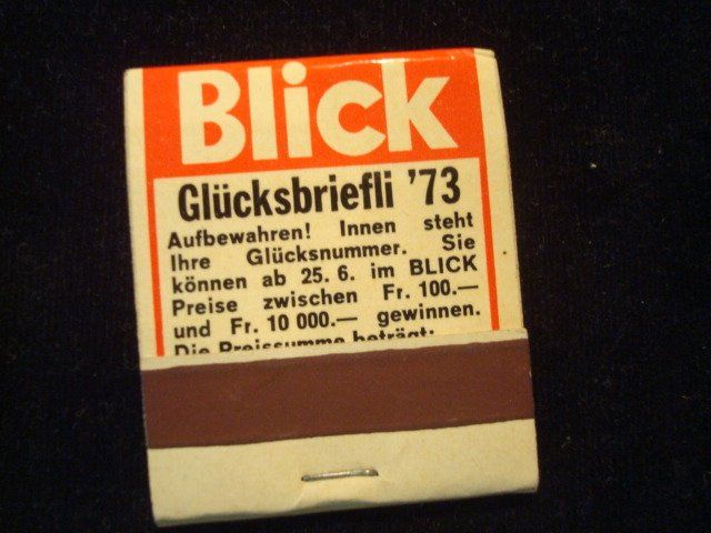 Accendini: Blick Zündholzbriefli 1973 – Usato da Riehen venduto da Baerewaegli