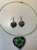 Murano Herzanhänger mit Ohrringen