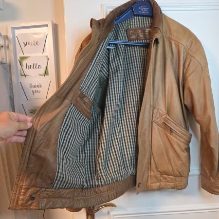 Vintage Lederjacke Herren Braun Echtleder Bomber Gr 50