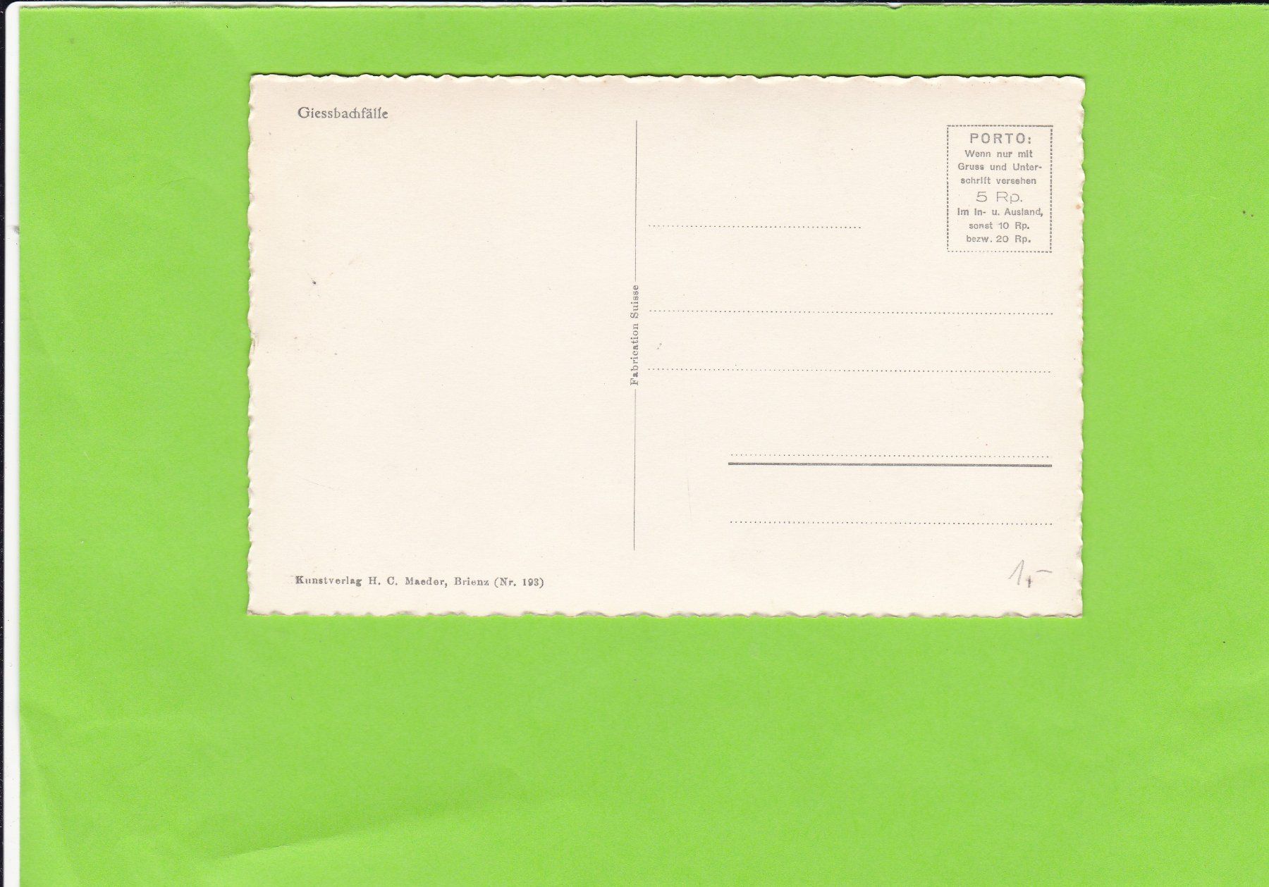 Cartoline postali: Giessbachfälle – Usato da St. Peterzell venduto da neckertal 1