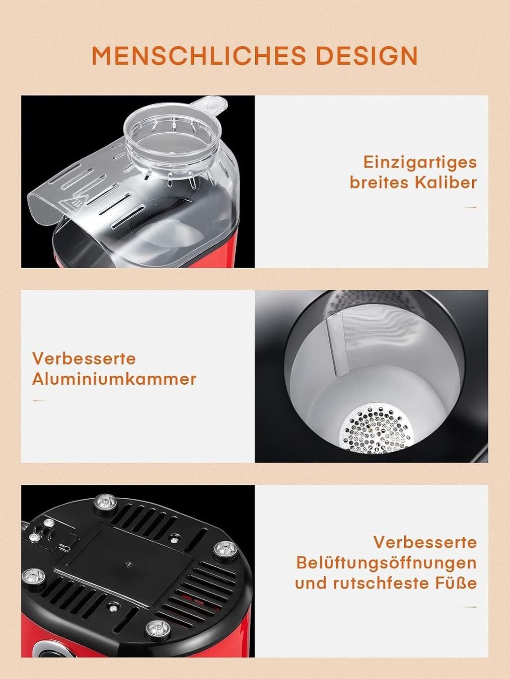 Elettrodomestici da cucina: Popcornmaschine Heissluft 1400W 4L Popcorn Maker Rot – Nuovo e nell'imballaggio originale da Wittenbach venduto da VELARO 8