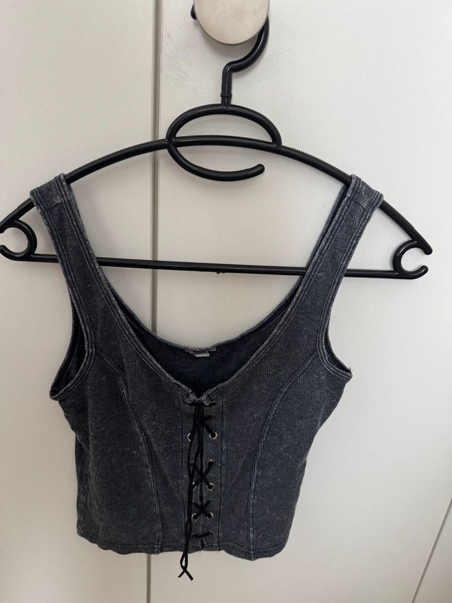 Top: Top effet corset bleu/gris – Usato da Meyrin venduto da mai_pl7s