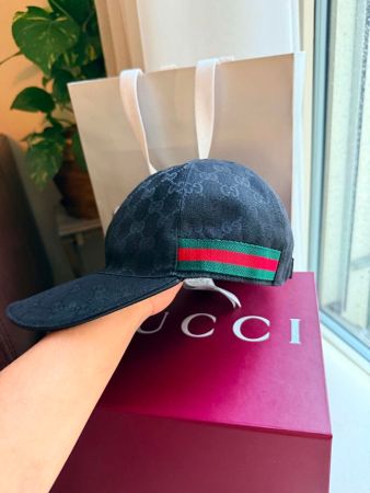 Baseballkappe Gucci GG Monogram schwarz rot grün