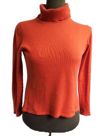Gr. 38 Kaschmir Seide Rollkragen Pulli rost-orange s. Masse