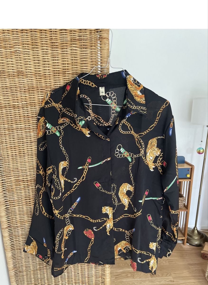 Camicette: Vintage Tiger &Chain Print Shirt - – Usato da Zürich venduto da j.peter22