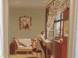 KLEINER HÜBSCHER GOBELIN GERAHMT AUS DEN 60ER JAHREN