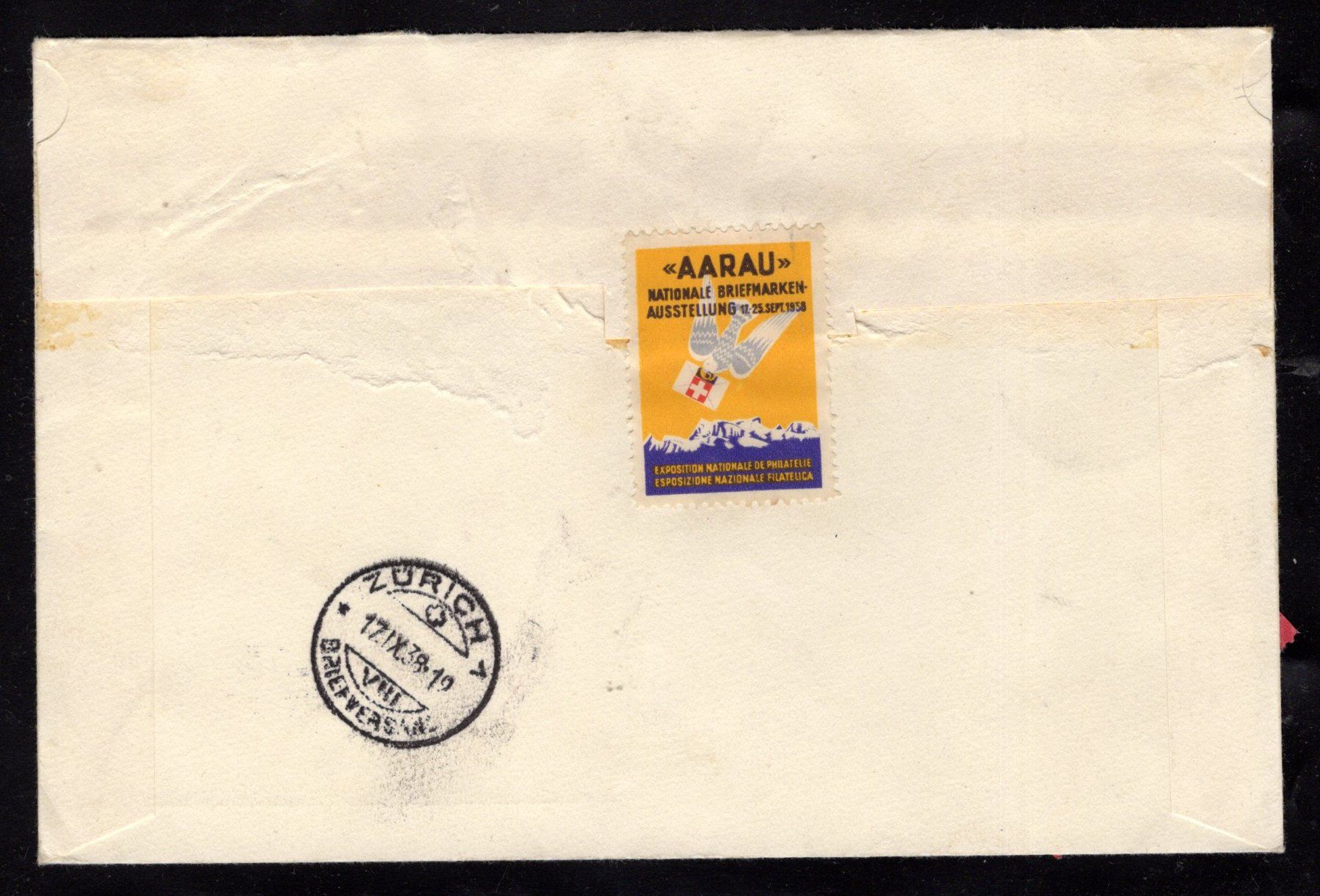 Tutti i francobolli: R1636  /  FDC bloc Aarau 17.X.IX.38 – Usato da Ste-Croix venduto da MONT-TAGNAC 1