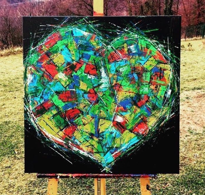 Dipinti: POSITIFF ART: Multicolor abstraktes Bild Quadro ASTRATTO – Nuovo e nell'imballaggio originale da Rovio venduto da POSITIFFARTandPLANTS 2