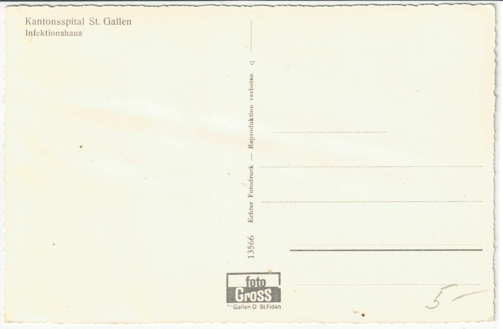 Cartoline postali: St. Gallen - Kantonsspital - Infektionshaus – Usato da Ettingen venduto da Kartenplanet 1