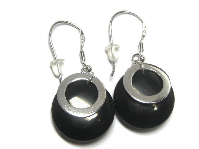 Orecchini pendenti & Orecchini a lobo: Ohrringe Ohrhänger Silber 925 / Onyx-Imitat – Usato da Ermatingen venduto da Decovin 1