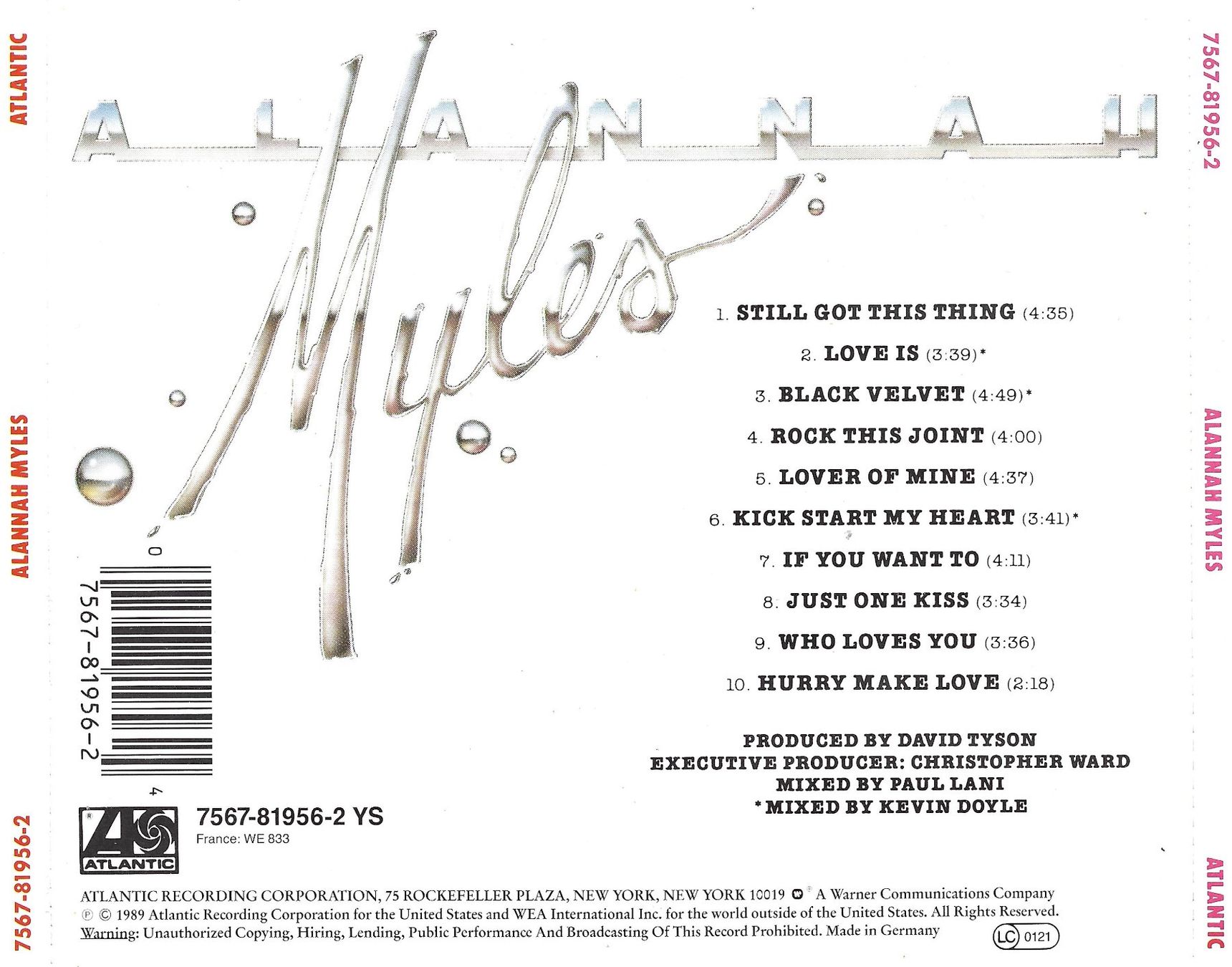 CD: CD: ALANNAH MYLES - Alannah Myles – Usato da Rotkreuz venduto da groeli69 1