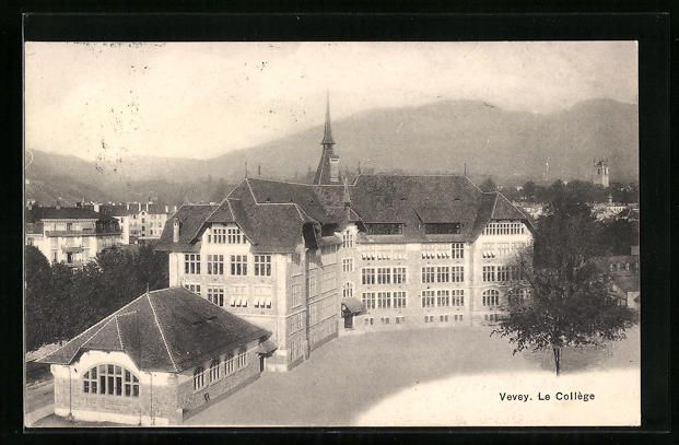 Cartoline postali: AK Vevey, Le College, 1910 – Usato da Berlin venduto da bartko-reher