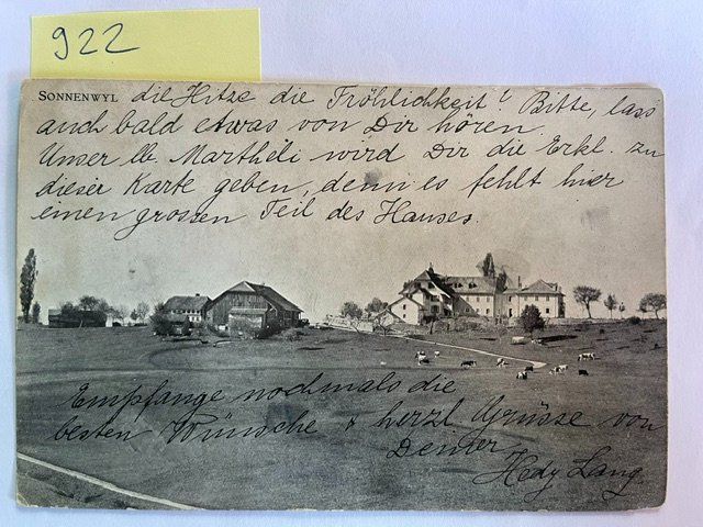 Ansichtskarten: alte Ansichtskarte Sonnenwyl, 1907 mit Stempel – Gebraucht aus Niederwil AG von dahu75