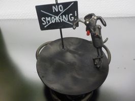 Metall Aschenb. od. Schale"No Smoking" mit Hund Figur 🐶(2)