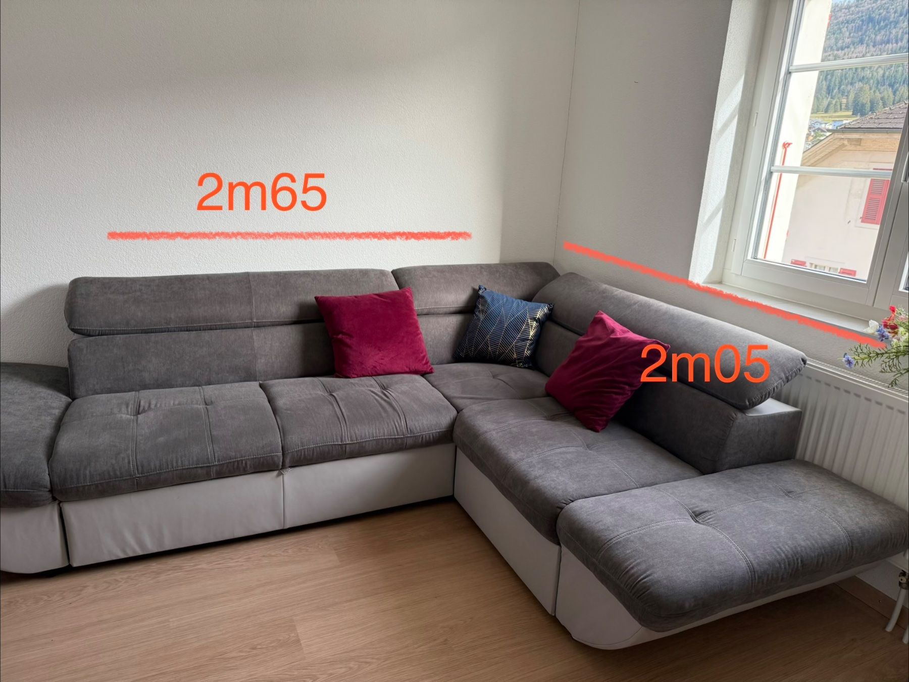 Divani: Canapé d'angle gris 2m65 x 2m05 bon état – Usato da Corgémont venduto da flo_tzq2