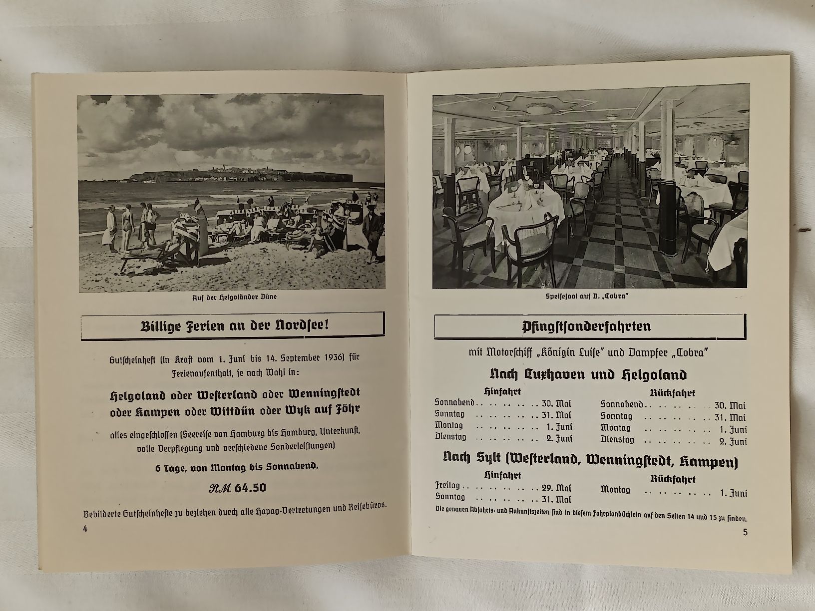 Documenti: Broschüre / Sommerfahrplan 1936 HAPAG Schifffahrt – Usato da Brugg AG venduto da Ente015 2
