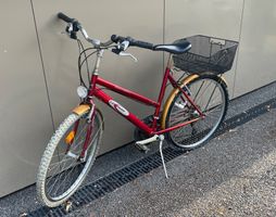 Damenvelo Leopard rot mit Korb, gebraucht
