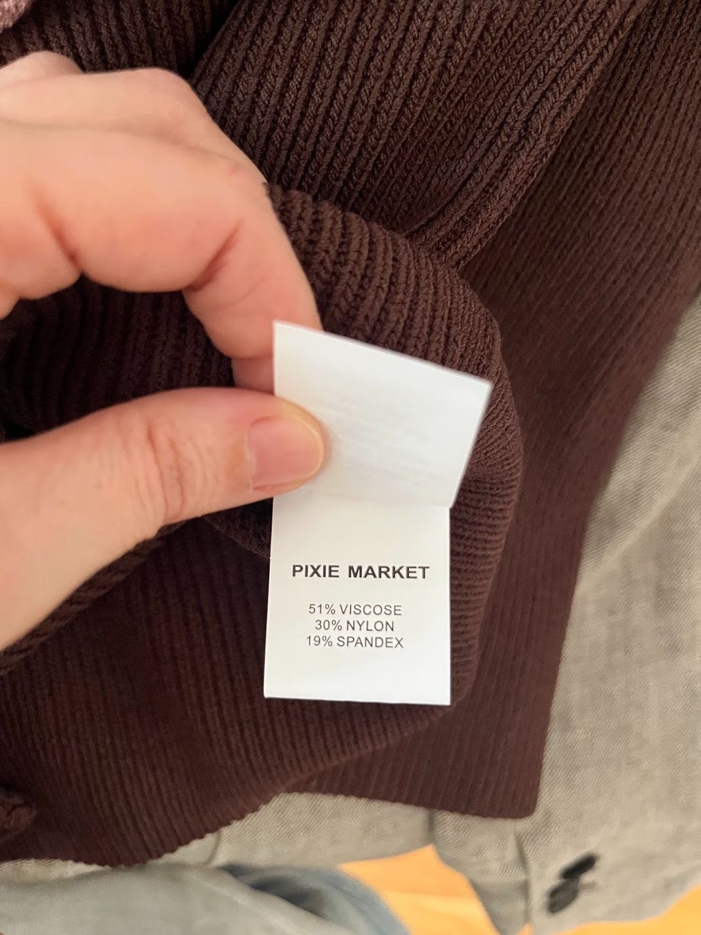 Top: Pixie Market Bustier-Stricktop in Schokobraun – Usato da Kilchberg ZH venduto da sentiera 8
