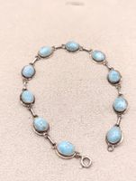 Vintage 925er Silber Armband mit natürliche Larimar 80er Top