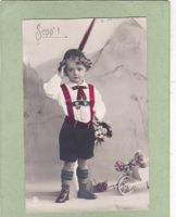 Kitsch Kind Junge Schubkarre Blumen Sepp' l 1911