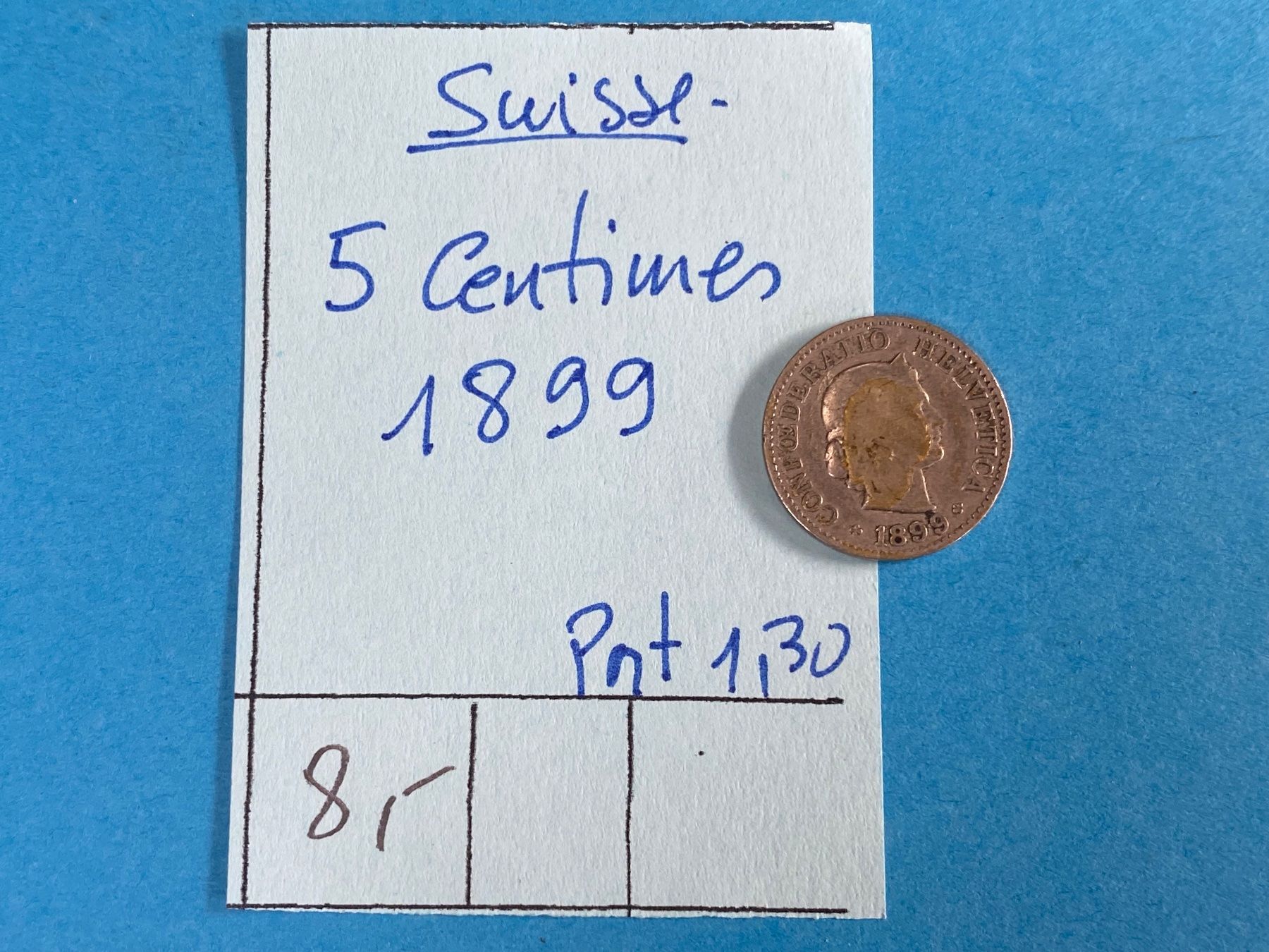 Tutti le monete: SUISSE : 5 CENTIMES 1899 – Usato da genève venduto da GEnumist