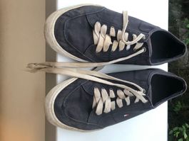 Blue Tommy Hilfiger herringbone twill canvas sneakers