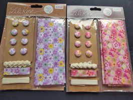 2 Pack textile Stoff, Band, Rosa Violet, Knöpfe Neu Gorex